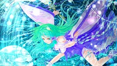 Touhou long hair green