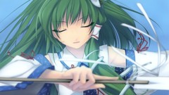 Touhou long hair green