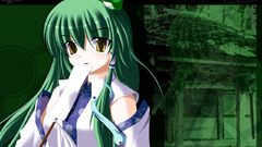 Touhou miko green hair