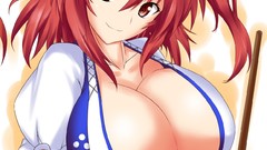 Touhou onozuka komachi redheads video games huge boobs