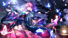touhou saigyouji yuyuko yukata butterfly anime girls Anime Women