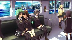 Touhou school uniforms trains