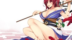 Touhou scythe redheads cleavage