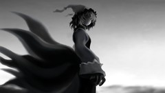 Touhou short hair monochrome