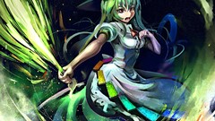 touhou witch anime girls Anime green hair hat dress red eyes