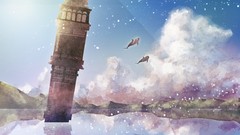 Tower artwork Anime lakes