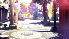 town square drawing Anime urban town