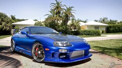 Toyota supra blue cars palm trees vehicle Car Toyota