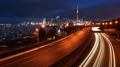 Traffic lights driving cityscapes Highways long exposure