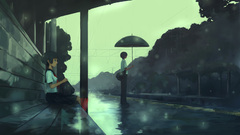 Train stations rain school