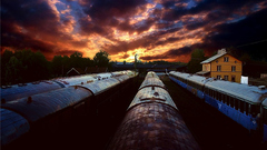 Trains clouds nature train