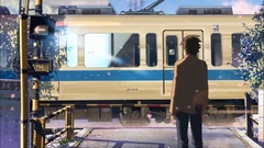 Trains crossing Makoto Shinkai