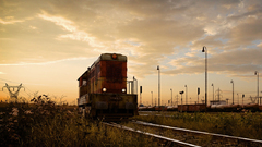 Trains railroad tracks vehicles