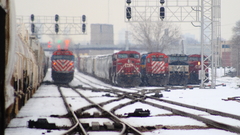 Trains railroad tracks vehicles