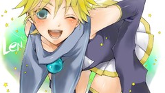 Trap blue eyes short hair vocaloid kagamine len thigh highs 