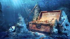 Treasure underwater skulls fantasy art