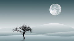 Tree moon snowy surreal lone