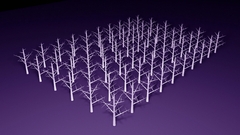 Trees 3d digital art gradient purple background render