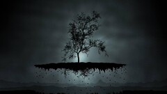 Trees abstract fantasy art floating island digital art nature