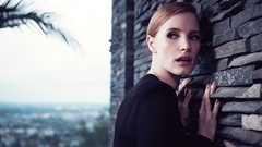 Trees Actress green eyes black dress red lipstick redheads 