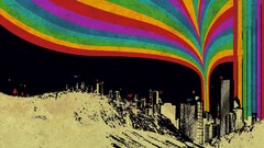 Trees Animals colors silhouettes multicolor rainbows cityscapes 