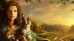 Trees Animals eyes skies artwork fantasy art