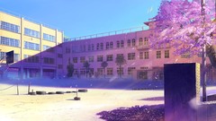 Trees Anime buildings