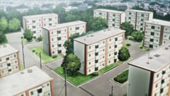 Trees Anime buildings sunlight illustrations Nichijou