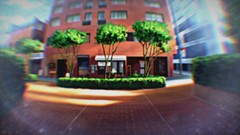 Trees Anime buildings sunlight illustrations Nichijou
