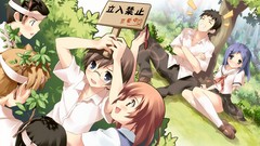 Trees anime girls school uniforms seifuku anime boys Kantoku 