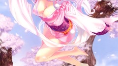 Trees Anime sakura kimono anime girls flower petals scans 