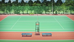 Trees Anime tennis illustrations tennis court Nichijou
