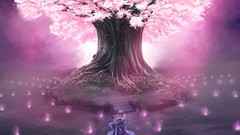 Trees Anime touhou cherry blossoms saigyouji yuyuko video games 