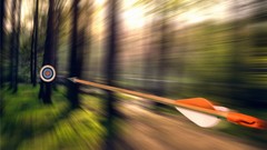 Trees arrows tilt-shift artwork