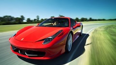 Trees Auto red cars Italy Ferrari Speed races