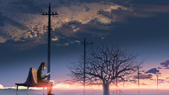 Trees bench Makoto Shinkai