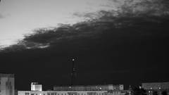 Trees black blue red moon white light flash Garden lighting 