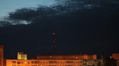 Trees black blue red moon white light flash Garden lighting 