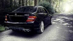 Trees black cars roads Mercedes-Benz vehicles forests Mercedes 