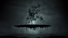 Trees black paper floating artwork