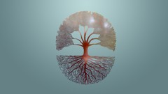 Trees blue background circuits artwork