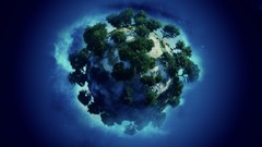 Trees blue background Earth artwork
