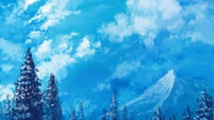 Trees blue clouds artwork