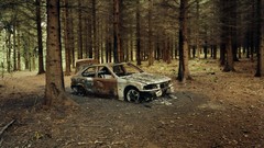 Trees BMW burning vehicles burnout forests wrecks