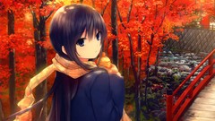 Trees Bridges outdoors scarfs blue eyes coffee-kizoku original 