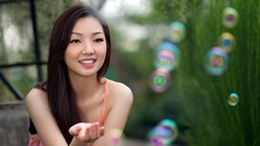 Trees bubbles Asia brunettes