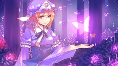 Trees Butterflies dress hats Ribbons bows anime girls touhou 