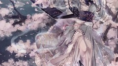 Trees Butterflies dress hats socks Ribbons bows pink hair 