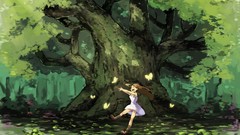 Trees Butterflies playing laughing artwork