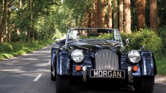 Trees cars roadster roads vintage Morgan (Car)